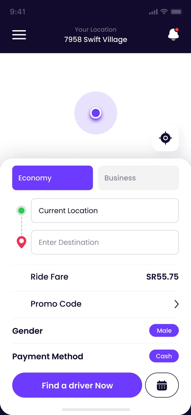 Booking screen