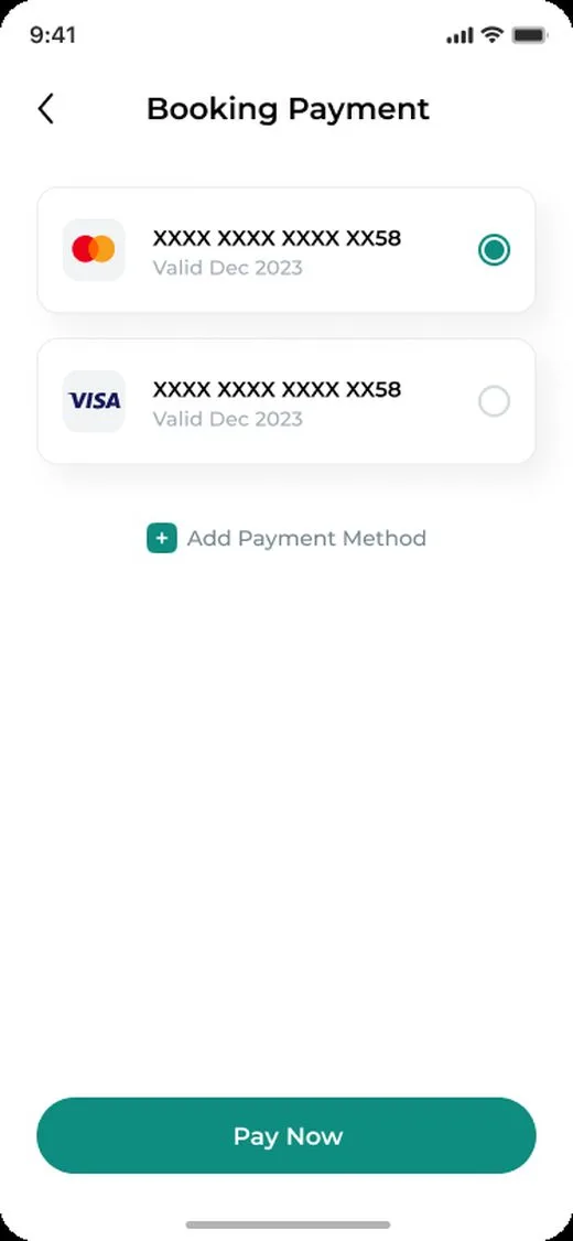 Nutrava Booking Payment screen